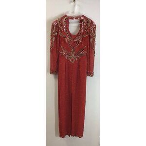 Woman’s Vintage Gorgeous MY Fashion Sequined Red Long Dress size 6 💃